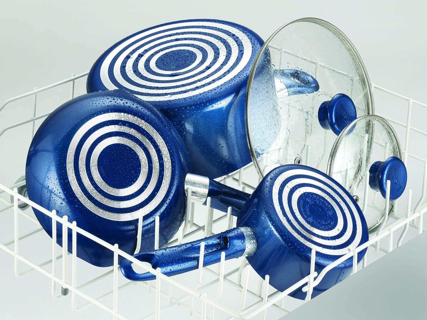 Excite ProGlide Nonstick Thermo-Spot Heat Indicator Dishwasher Oven Safe Cookware Set, 14-Piece, Blue - Image 3